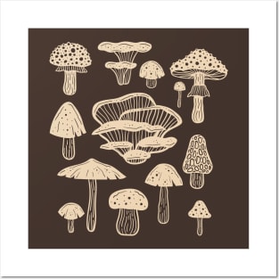 Goblincore Cream Cottagecore Fungi Mushroom Posters and Art